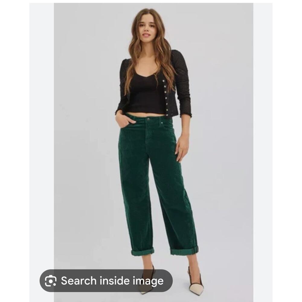 RISEN Forest Green Corduroy Wide Leg Pants Women’s High Rise Casual Size 2